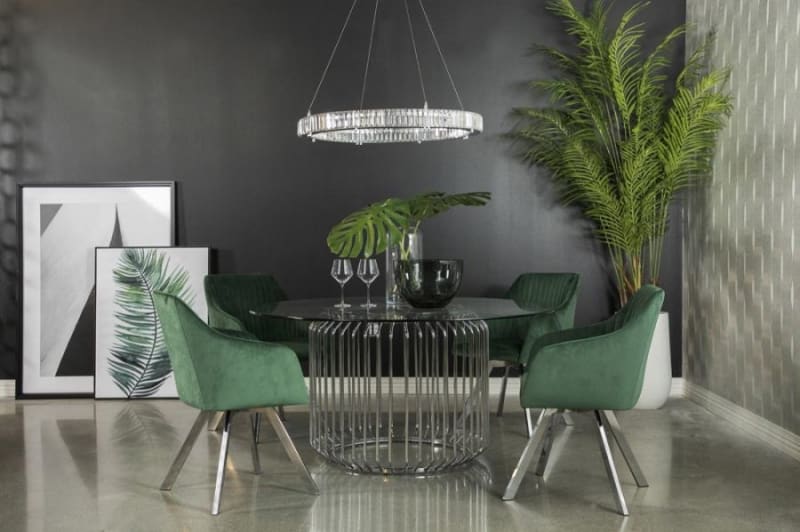 Veena 5 Piece Dining Set in Chrome Finish by Coaster - 193430