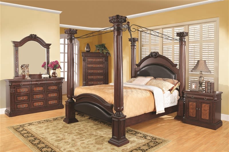 Grand Prado 6 Piece Bedroom Set in Warm Brown Cherry Finish by Coaster - 202201
