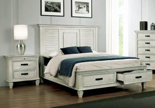 Franco Storage Bed in Antique White Finish by Coaster - 205330Q