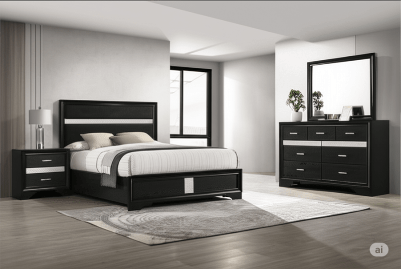 Miranda 6 Piece Queen Bedroom Set in Black Finish by Coaster - COA-206360