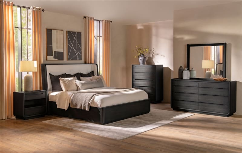 Leandro 6 Piece Queen Bedroom Set in Burnished Black Finish by Coaster - 222491Q-S4