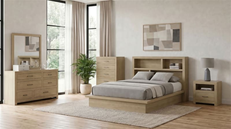 Hendricks 6 Piece Queen Bedroom Set in Light Oak Finish by Coaster - 222650Q-S4