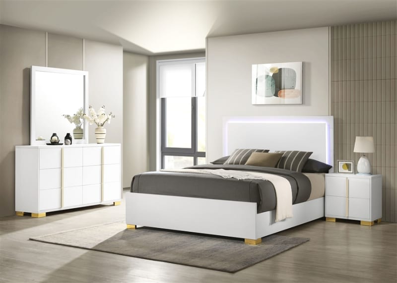 Marceline 6 Piece Queen Bedroom Set in White Finish by Coaster - COA-222931