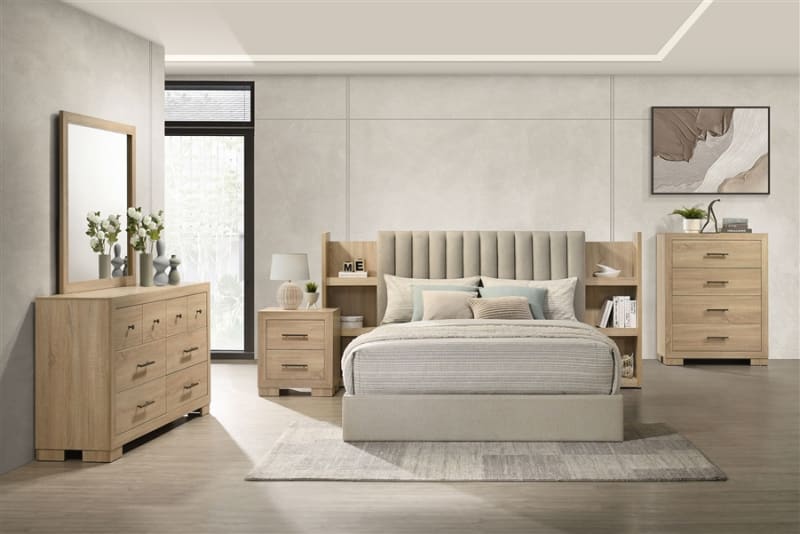 Arielle 6 Piece Queen Bedroom Set in Light Oak Finish by Coaster - 223111Q-S4
