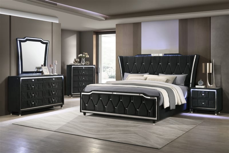 Lorient 6 Piece Queen Bedroom Set in Black Finish by Coaster - 223161Q-S4