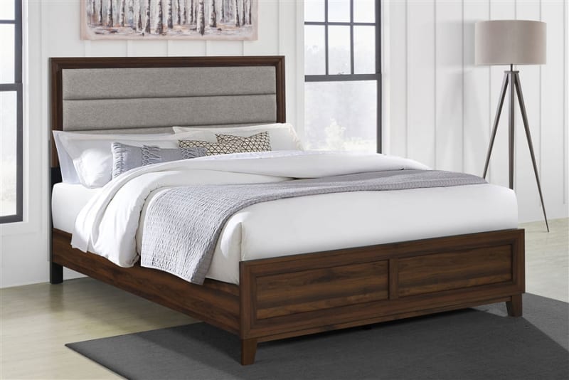 Welsley Upholstered Queen Bed in Walnut Finish by Coaster - COA-223441Q