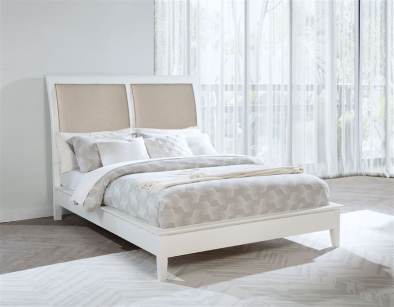 Bexhill Upholstered Queen Panel Bed in White Finish by Coaster - COA-223471Q