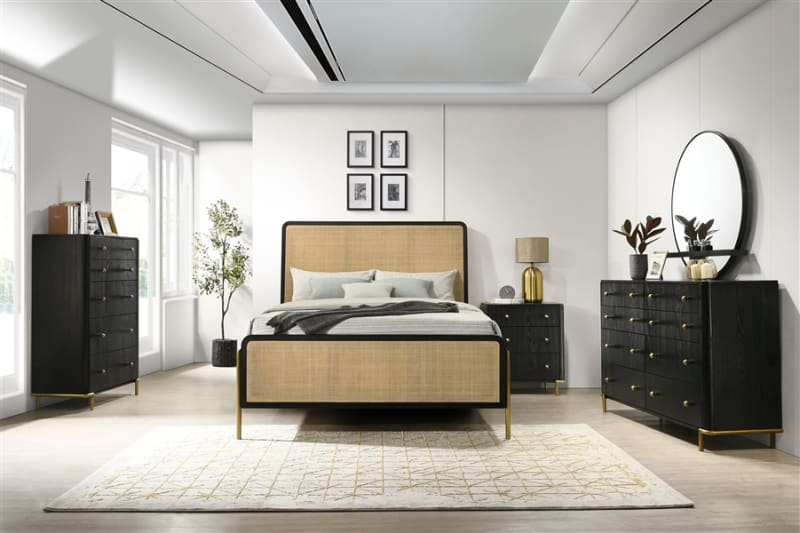 Arini 6 Piece Queen Bedroom Set in Black and Natural Finish by Coaster - 224330Q-S4