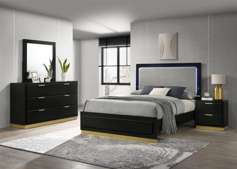 Caraway 6 Piece Queen Bedroom Set in Black Finish by Coaster - COA-224781
