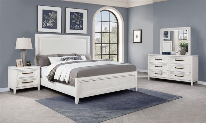 Marielle 6 Piece Queen Bedroom Set in Distressed White Finish by Coaster - COA-224841