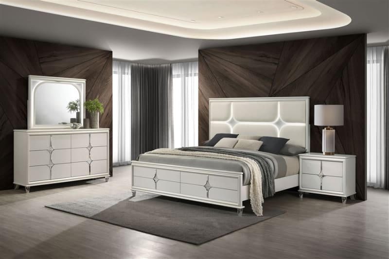 Olivia 6 Piece Queen Bedroom Set in Pearl White Finish by Coaster - COA-224951