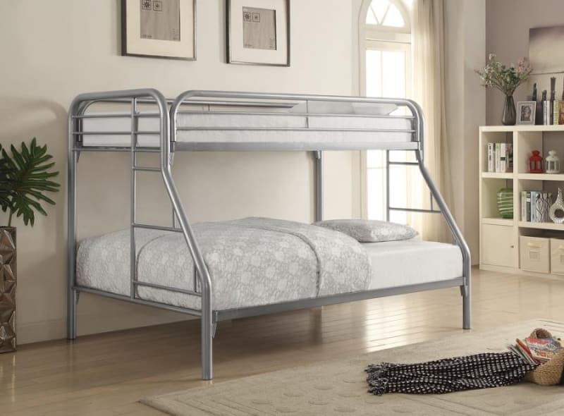 Morgan Twin Full Bunk Bed in Silver Finish by Coaster - 2258V