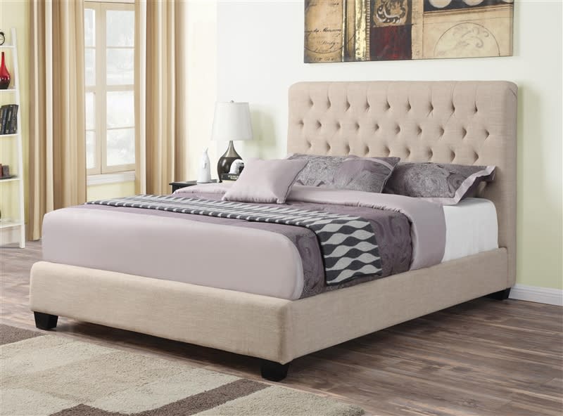 Chloe Oatmeal Linen Upholstered Bed by Coaster - 300007Q