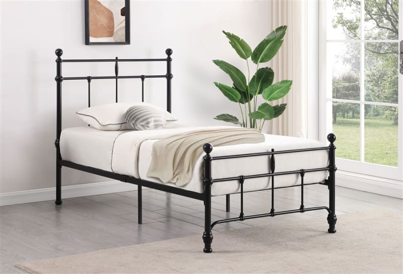 Novak Twin Open Frame Bed in Matte Black Finish by Coaster - COA-316001T
