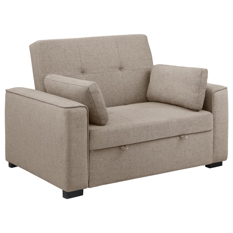 Edith Upholstered Convertible Sleeper Sofa Bed in Beige Linen and Black by Coaster - COA-360146