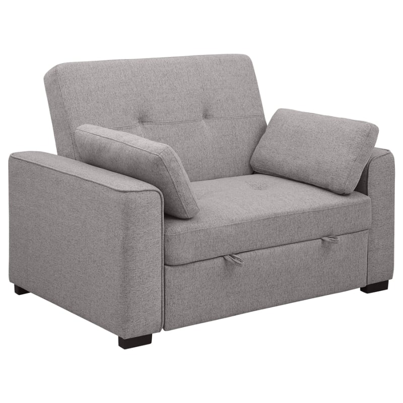 Edith Upholstered Convertible Sleeper Sofa Bed in Grey Linen and Black by Coaster - COA-360147