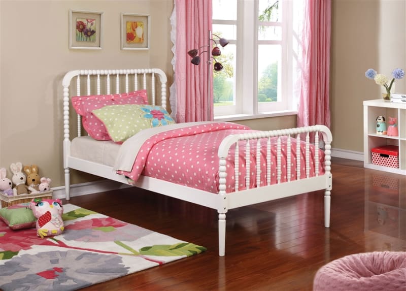 Jones Twin Open Frame Bed in White Finish by Coaster - COA-400415T