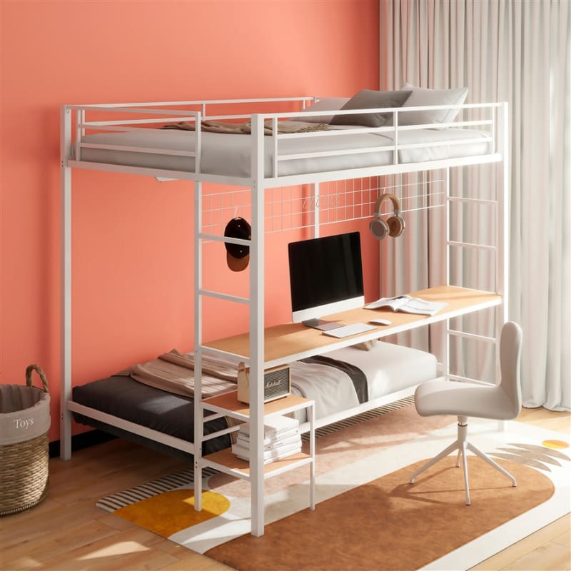 Bettoni Full/Twin Workstation Bunk Bed in Matte White Finish by Coaster - 460209WHT