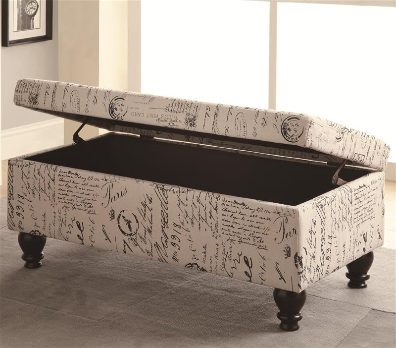 French Script Fabric Storage Bench by Coaster - 500986