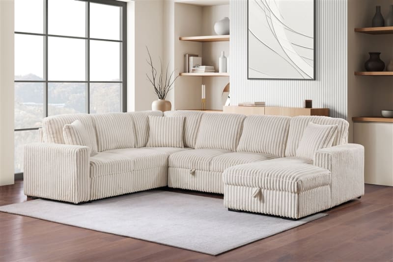 Devonshire Sleeper Sectional Sofa with Storage Chaise in Camel Fabric by Coaster - 501205