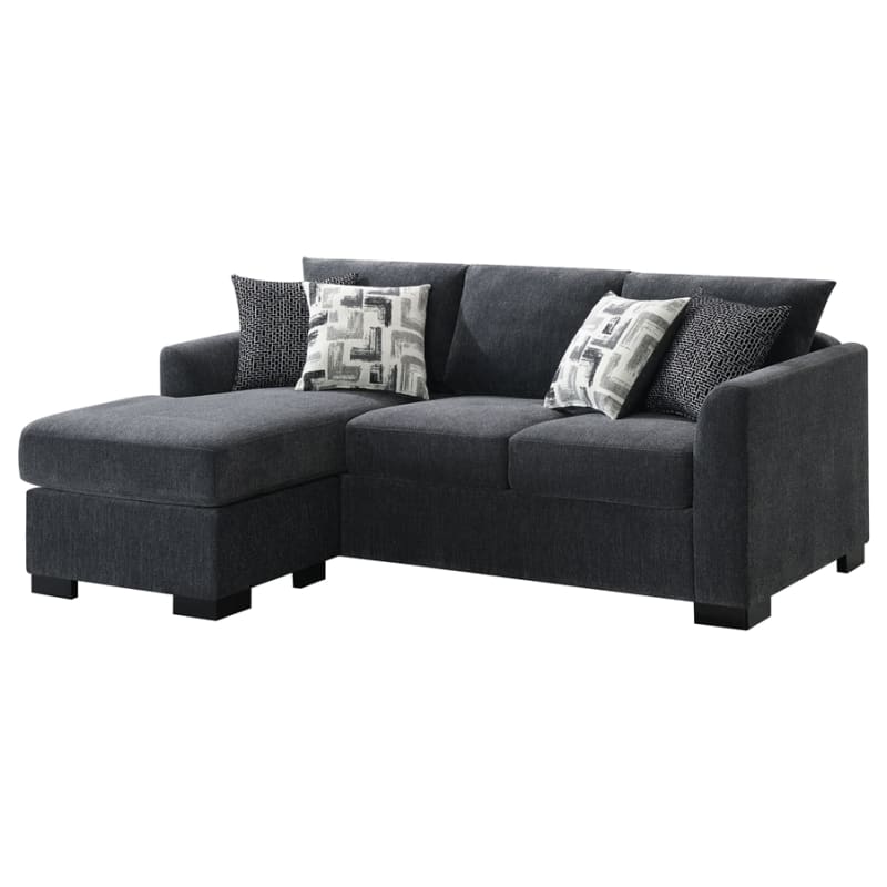 Storey Upholstered Sleeper Sectional Chaise Sofa in Dark Grey and Black by Coaster - COA-504777