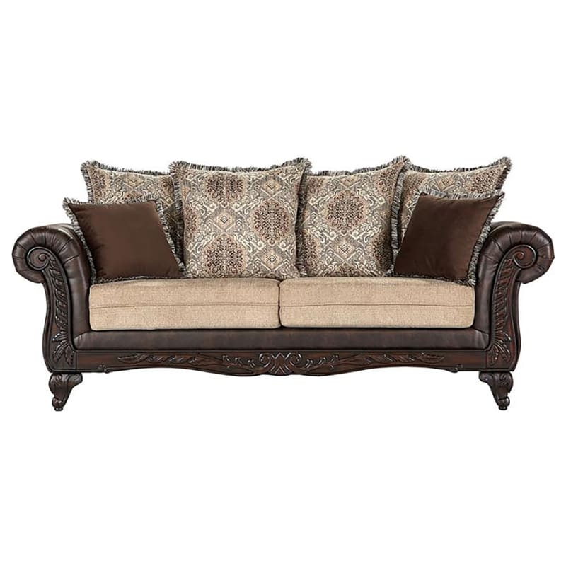 Elmbrook Upholstered Rolled Arm Sofa in Brown Finish by Coaster - COA-508571