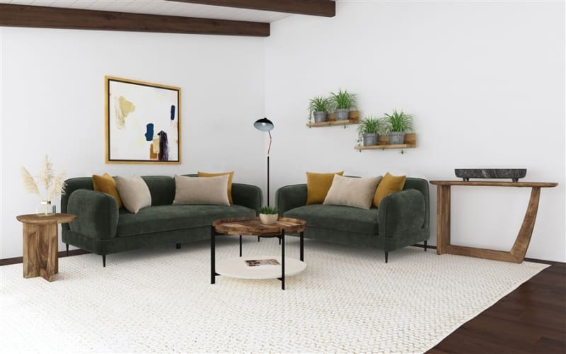 Jade 2 Piece Chenille Upholstered Sofa Set in Green by Coaster - COA-509131-S
