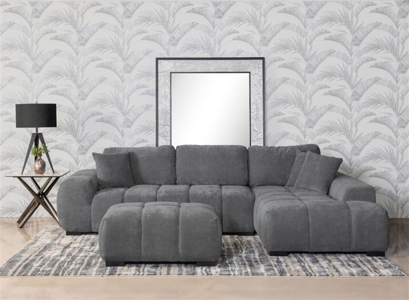 Octavia 2-Piece Sectional Chaise Sofa in Charcoal Grey Fabric by Coaster - 509965