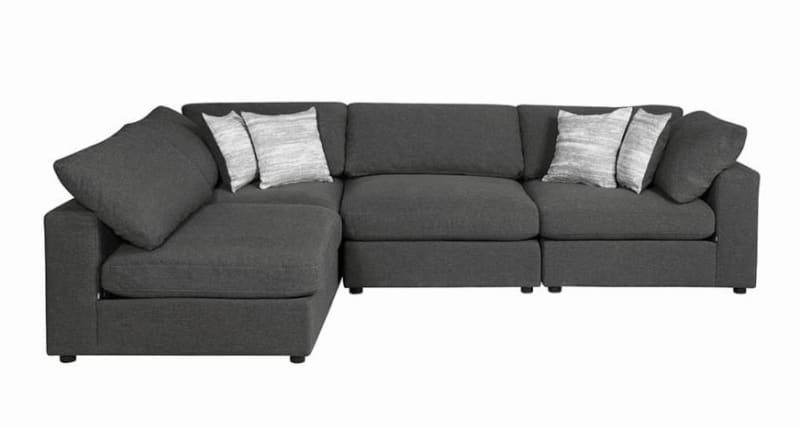 Serene 4 Piece Sectional in Charcoal Linen Blend Fabric by Coaster - 551324-4