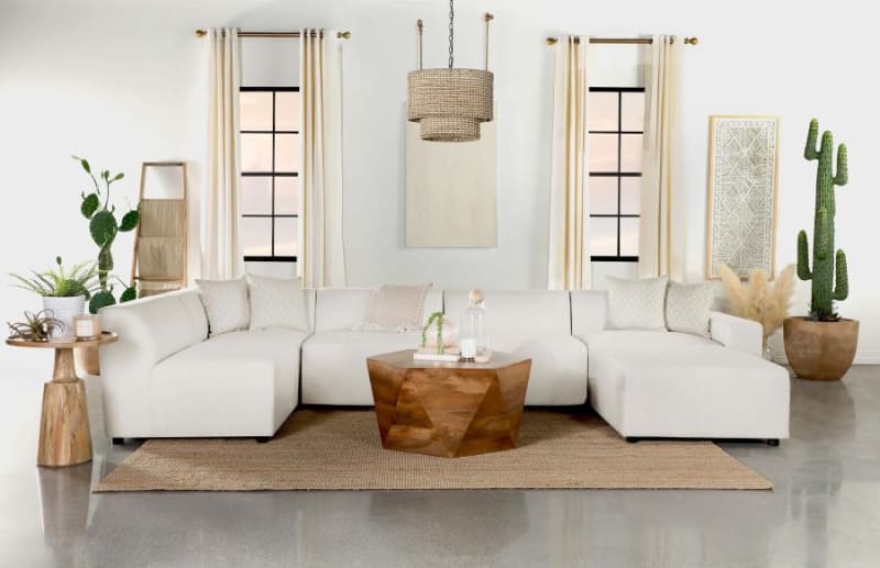 Freddie Pearl Performance Fabric 6 Piece Sectional by Coaster - 551641-SETR