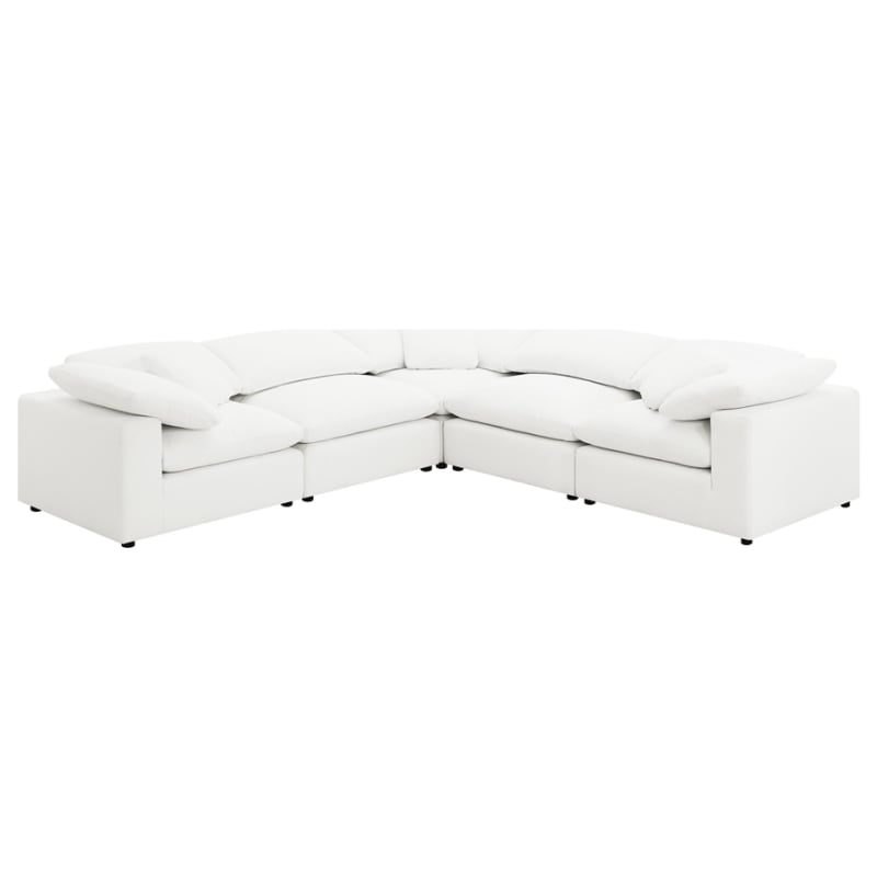 Raleigh 5 Piece Boucle Upholstered Modular Sectional Sofa in Ivory Boucle Fabric and Black by Coaster - COA-551751-5