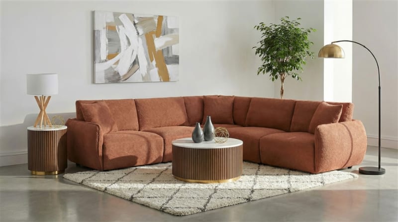Elysia 5 Piece Modular Sectional Sofa in Coral Fabric by Coaster - 551891-SETA