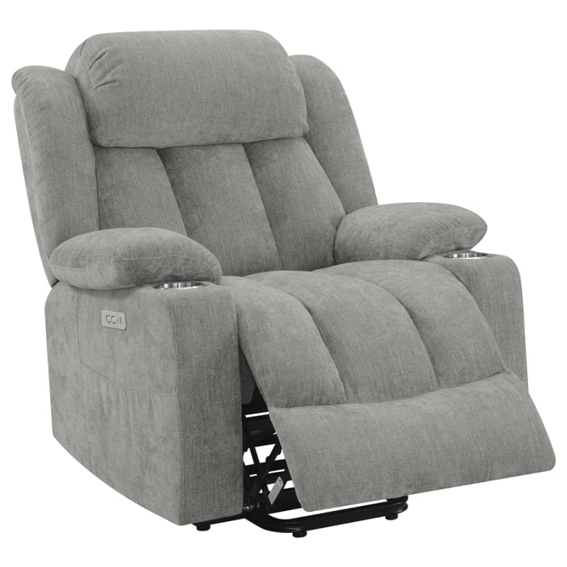 Houston Upholstered Power Lift Recliner Chair in Grey by Coaster - COA-602284P