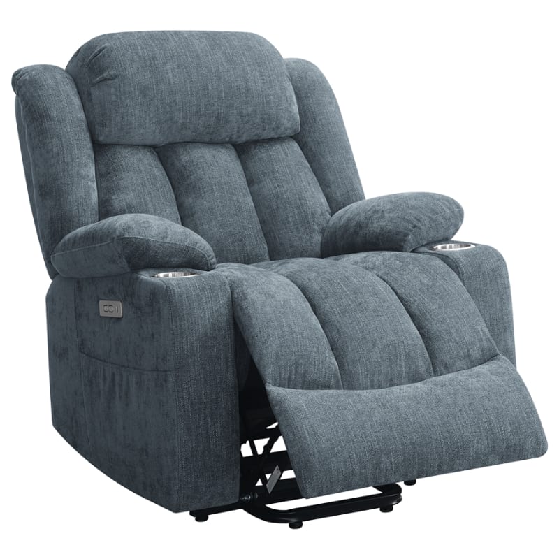 Houston Upholstered Power Lift Recliner Chair in Slate Blue by Coaster - COA-602294P