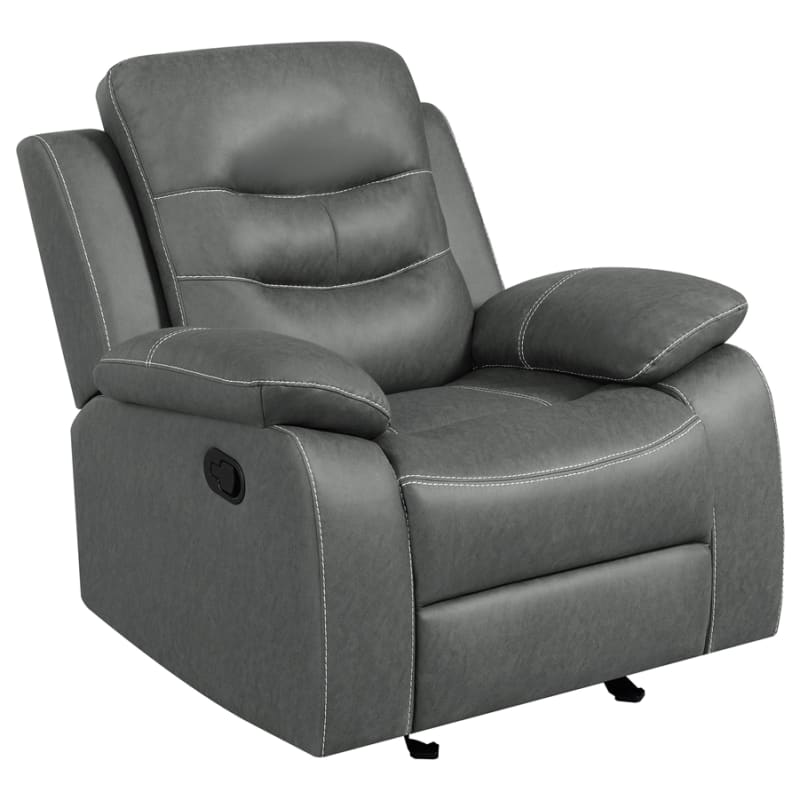 Nova Upholstered Padded Arm Glider Reclining in Dark Grey by Coaster - COA-602533