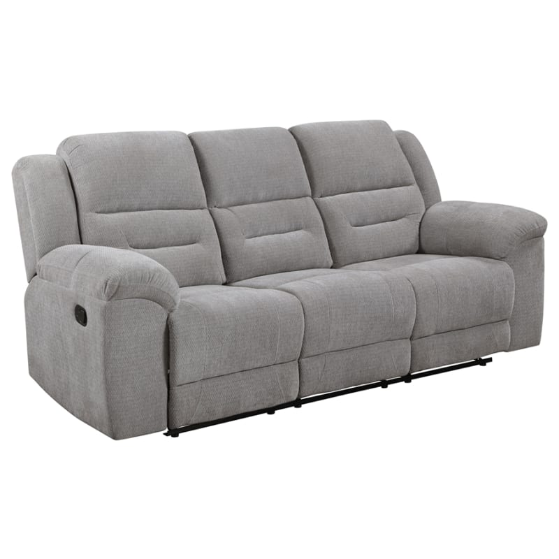 Gilson Chenille Upholstered Reclining Sofa in Grey by Coaster - COA-602551