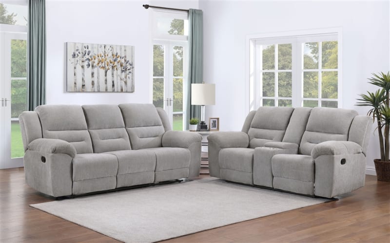 Gilson 2 Piece Chenille Upholstered Reclining Sofa Set in Grey by Coaster - COA-602551-S