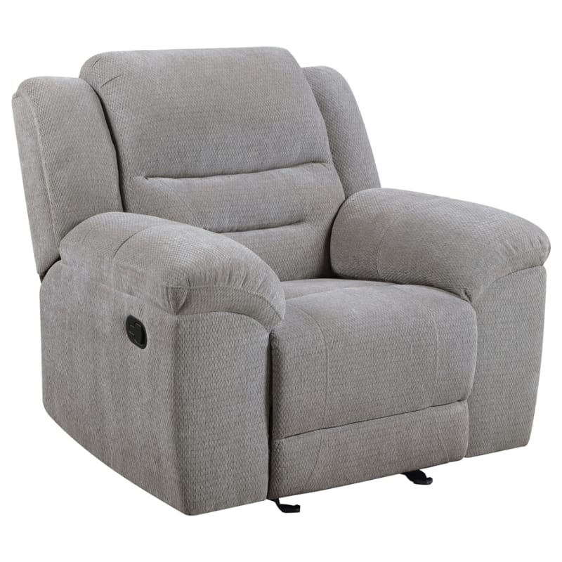 Gilson Chenille Upholstered Glider Recliner Chair in Grey by Coaster - COA-602553