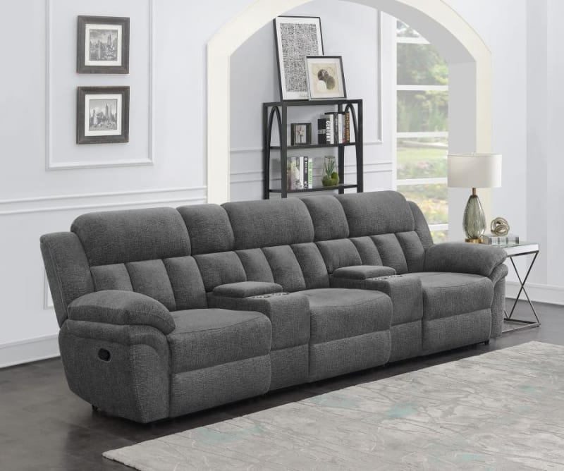 Bahrain 5 Piece Reclining Theater Seating in Charcoal Chenille by Coaster - 609541T