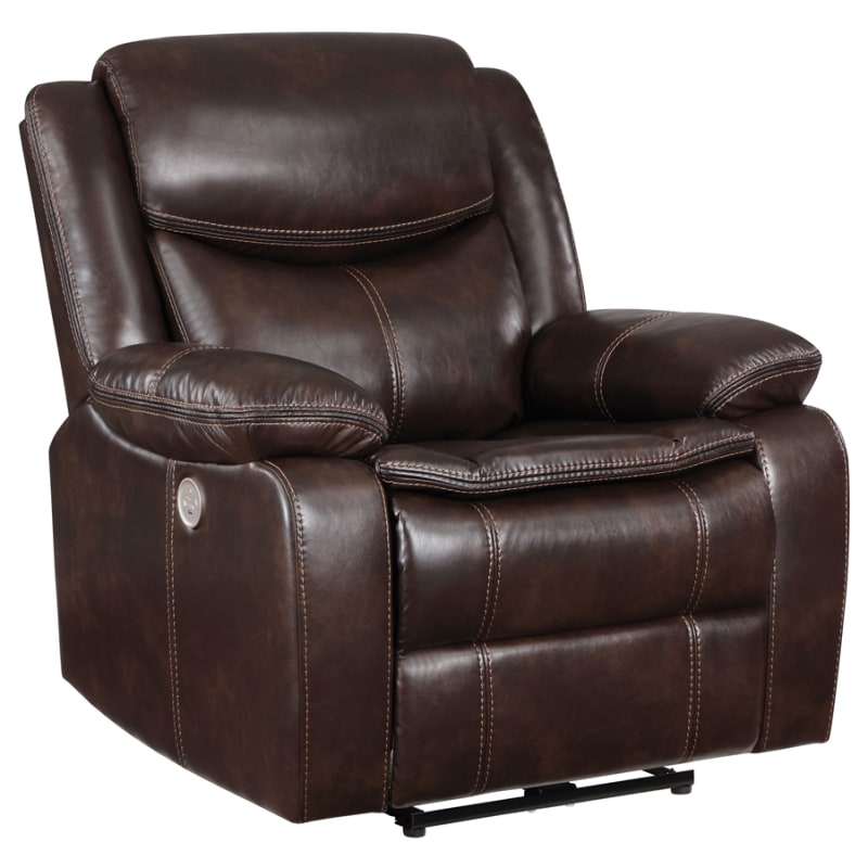 Sycamore Upholstered Power Reclining Chair in Brown by Coaster - COA-610193P