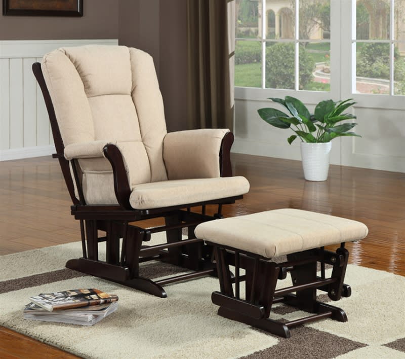 Beige Microfiber Glider with Matching Ottoman by Coaster - 650011 Beige Microfiber Glider with Matching Ottoman by Coaster - 650011