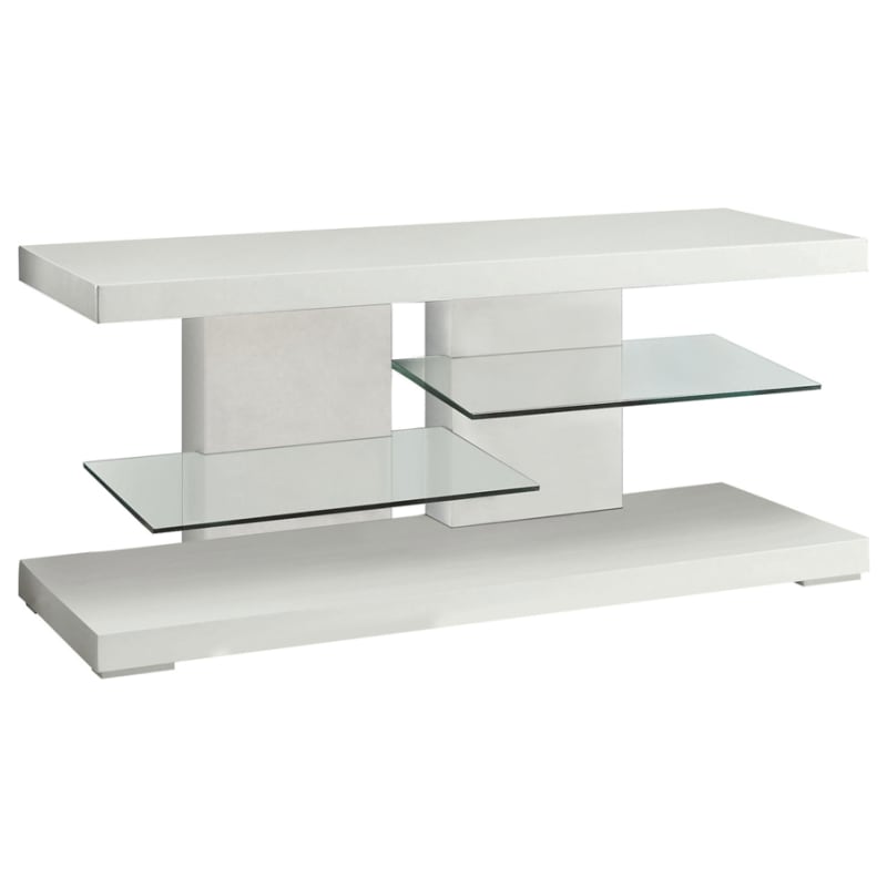 Cogswell 47"Inch 2-Shelf TV Stand in White High Gloss Finish by Coaster - COA-700824