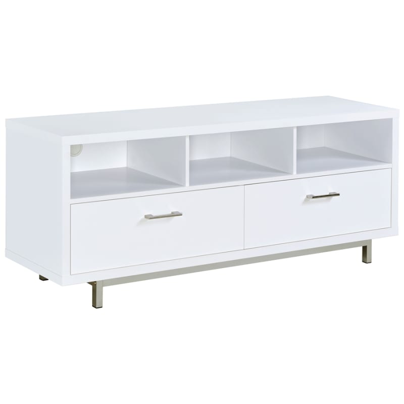 Casey 60"Inch 2-Drawer Wood TV Stand in White Finish by Coaster - COA-701972