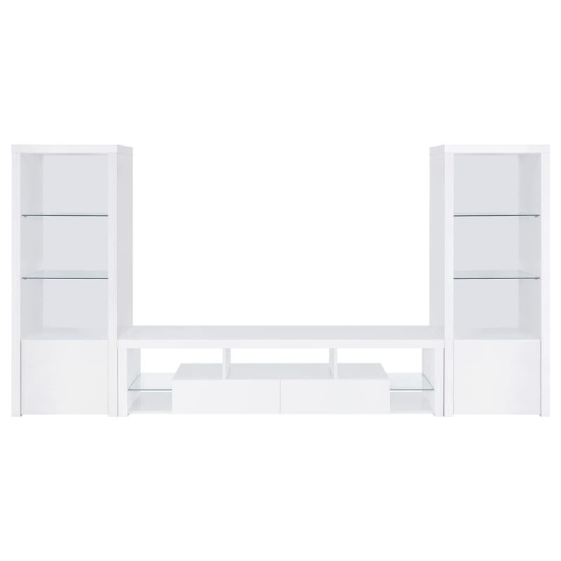 Jude 71"Inch 3-Piece TV Stand Entertainment Center in White High Gloss Finish by Coaster - COA-704251-3