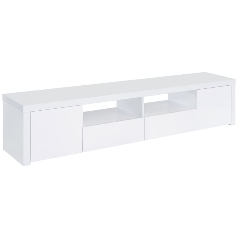 Jude 79-Inch 2-Drawer Wood TV Stand in White High Gloss Finish by Coaster - COA-704262