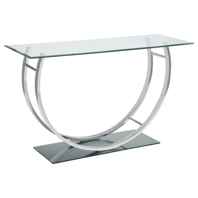Danville U-shaped Glass Top Console Table in Mirror and Chrome Finish by Coaster - COA-704989
