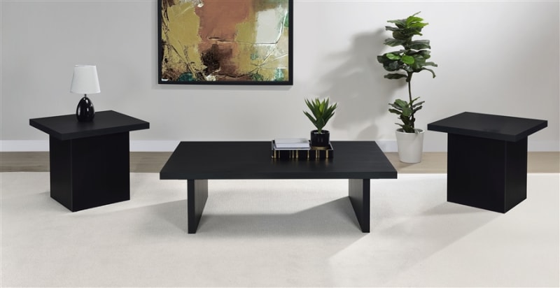 Max 3 Piece Rectangular Cocktail Table Set in Black Finish by Coaster - 706278-S3