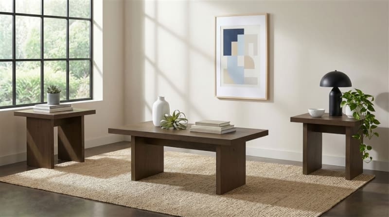 Decker 3 Piece Cocktail Table Set in Walnut Oak Finish by Coaster - 706488-S3