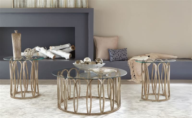 Monett 3 Piece Round Cocktail Table Set in Chocolate Chrome Finish by Coaster - 708058-S3