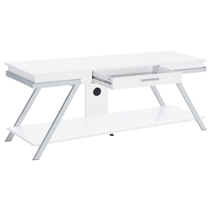 Marcia 60"Inch 1-Drawer Wood TV Stand in White High Gloss Finish by Coaster - COA-708152